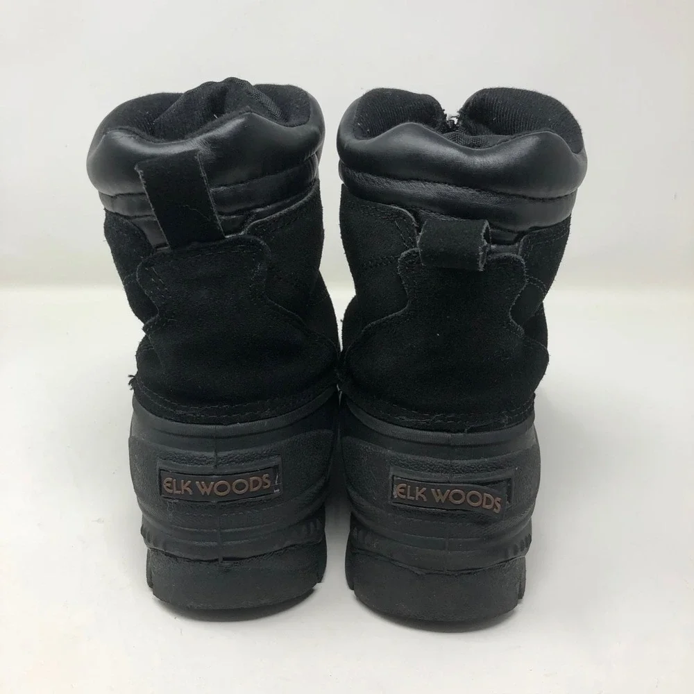 Elk Woods Slushy Snow Boots Mens 9‎ Black Suede Zip Outdoor Waterproof Hiking